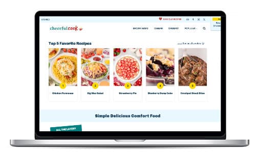 laptop showing cheerfulcook.com site design